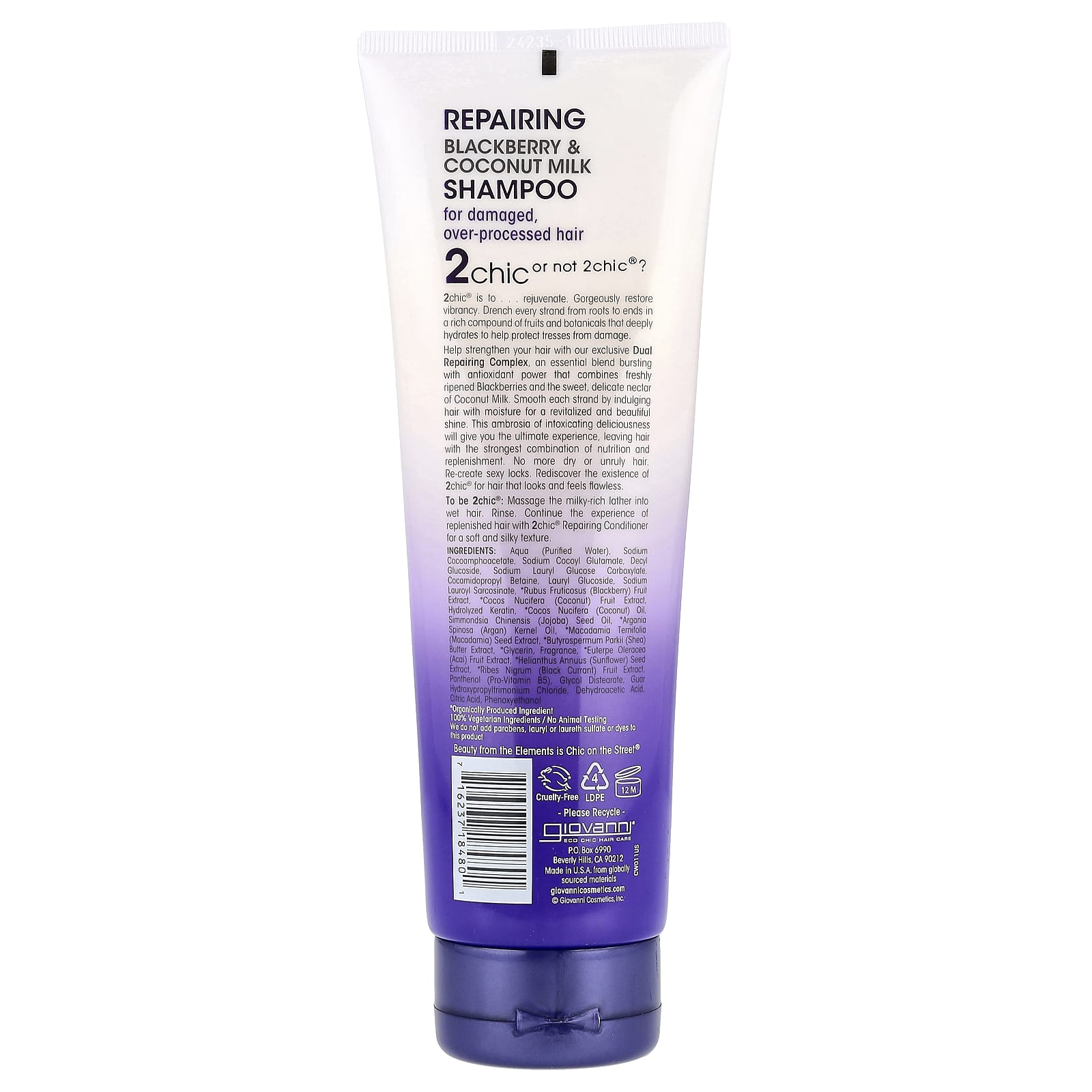Шампунь Giovanni 2chic® Repairing For Damaged Over-Processed Hair, вкус Blackberry Coconut Milk, 250 мл — фото 2