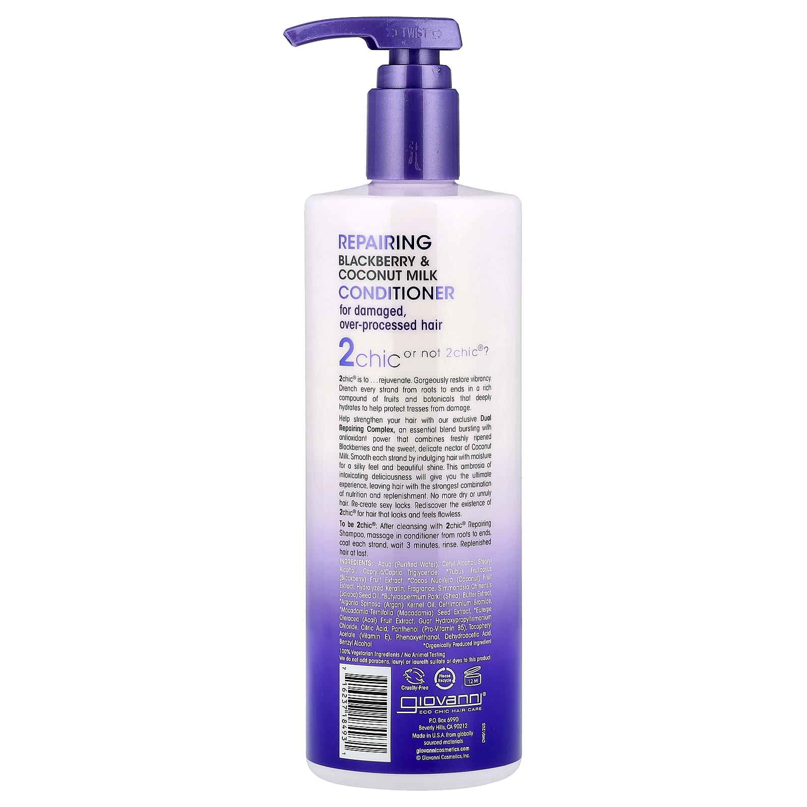 Кондиционер Giovanni 2chic® Repairing For Damaged Over-Processed Hair, вкус Blackberry Coconut Milk, 710 мл — фото 2