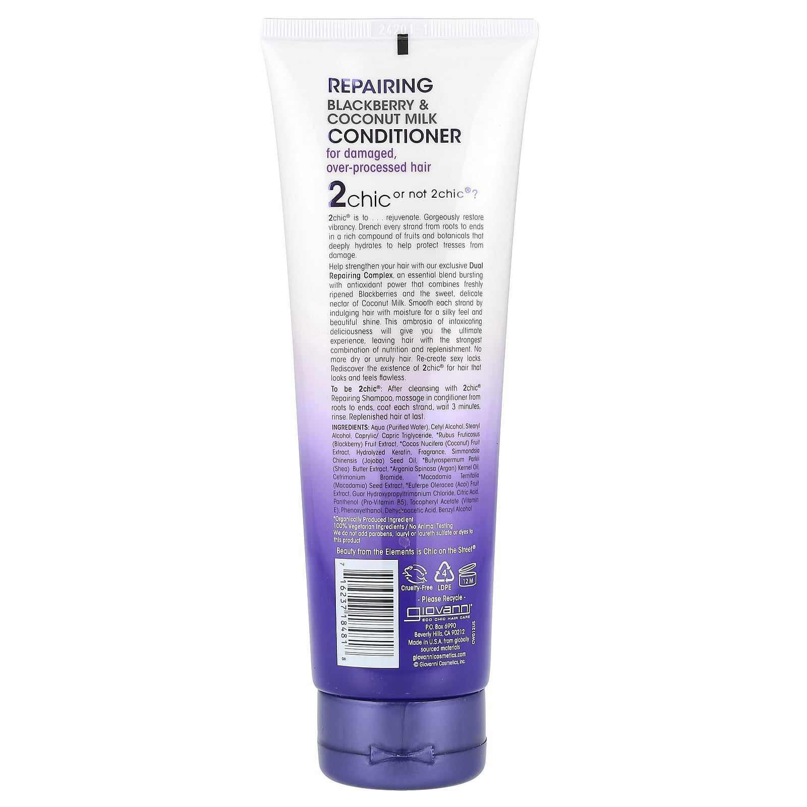 Кондиционер Giovanni 2chic® Repairing For Damaged Over-Processed Hair, вкус Blackberry Coconut Milk, 250 мл — фото 2