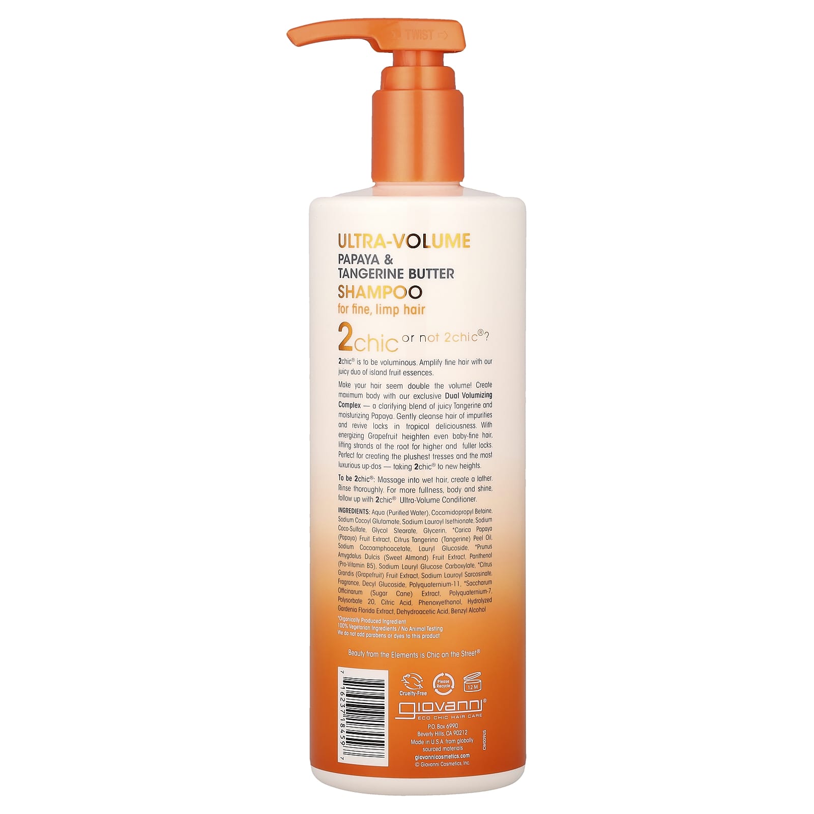 Шампунь Giovanni 2chic® Ultra-Volume For Fine Limp Hair, вкус Papaya Tangerine Butter, 710 мл — фото 2