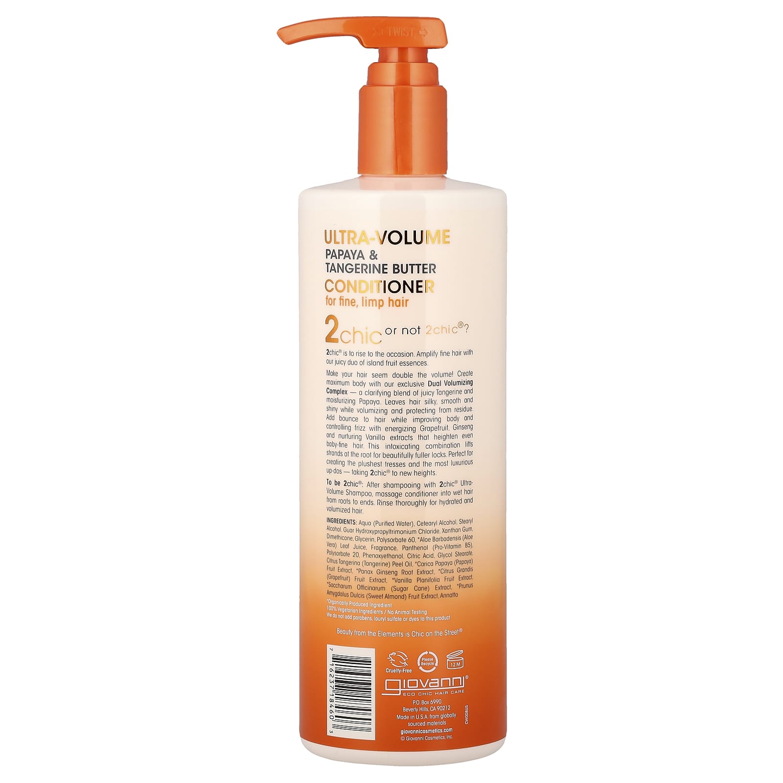 Кондиционер Giovanni 2chic® Ultra-Volume For Fine Limp Hair, вкус Papaya Tangerine Butter, 710 мл — фото 2
