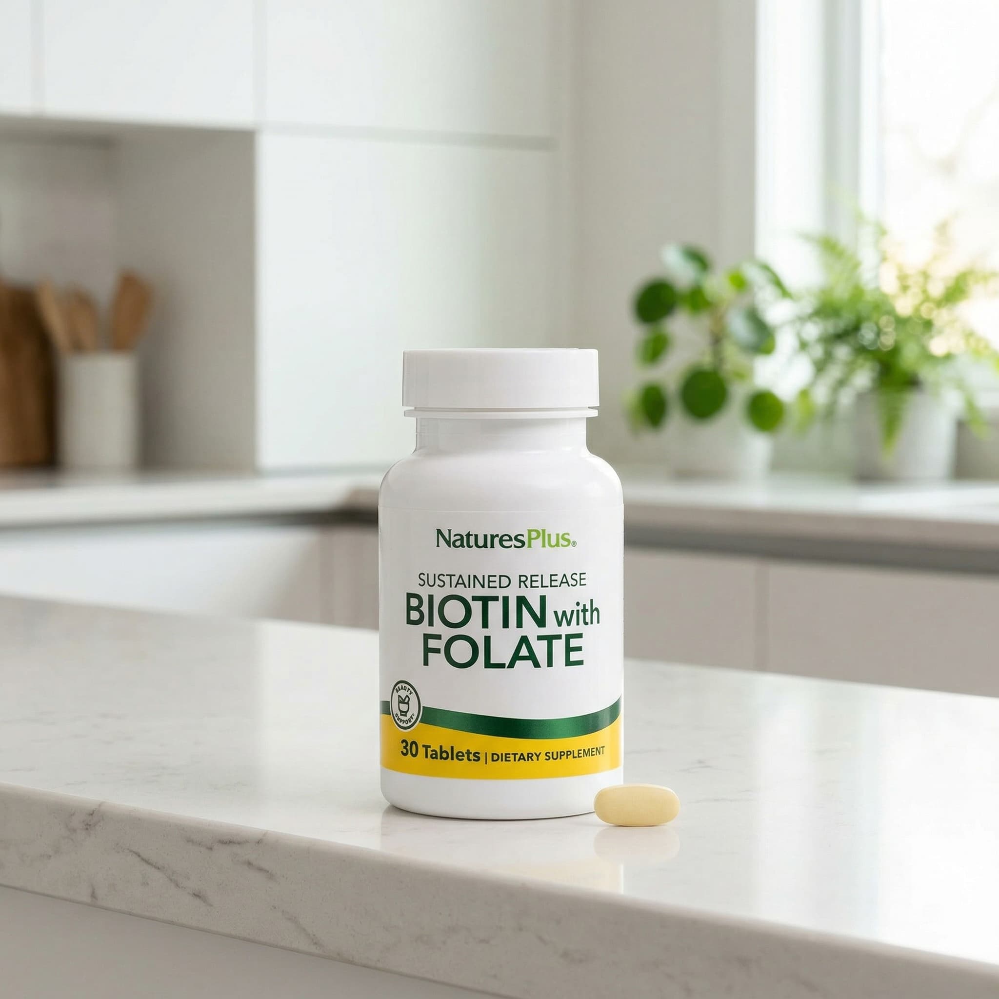 Биотин NaturesPlus & Folate, пролонгированное высвобождение, 30 таблеток — фото 5