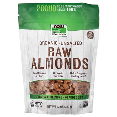 Миндаль NOW Foods Real Food Unsalted, Organic Raw Almonds, 340 г