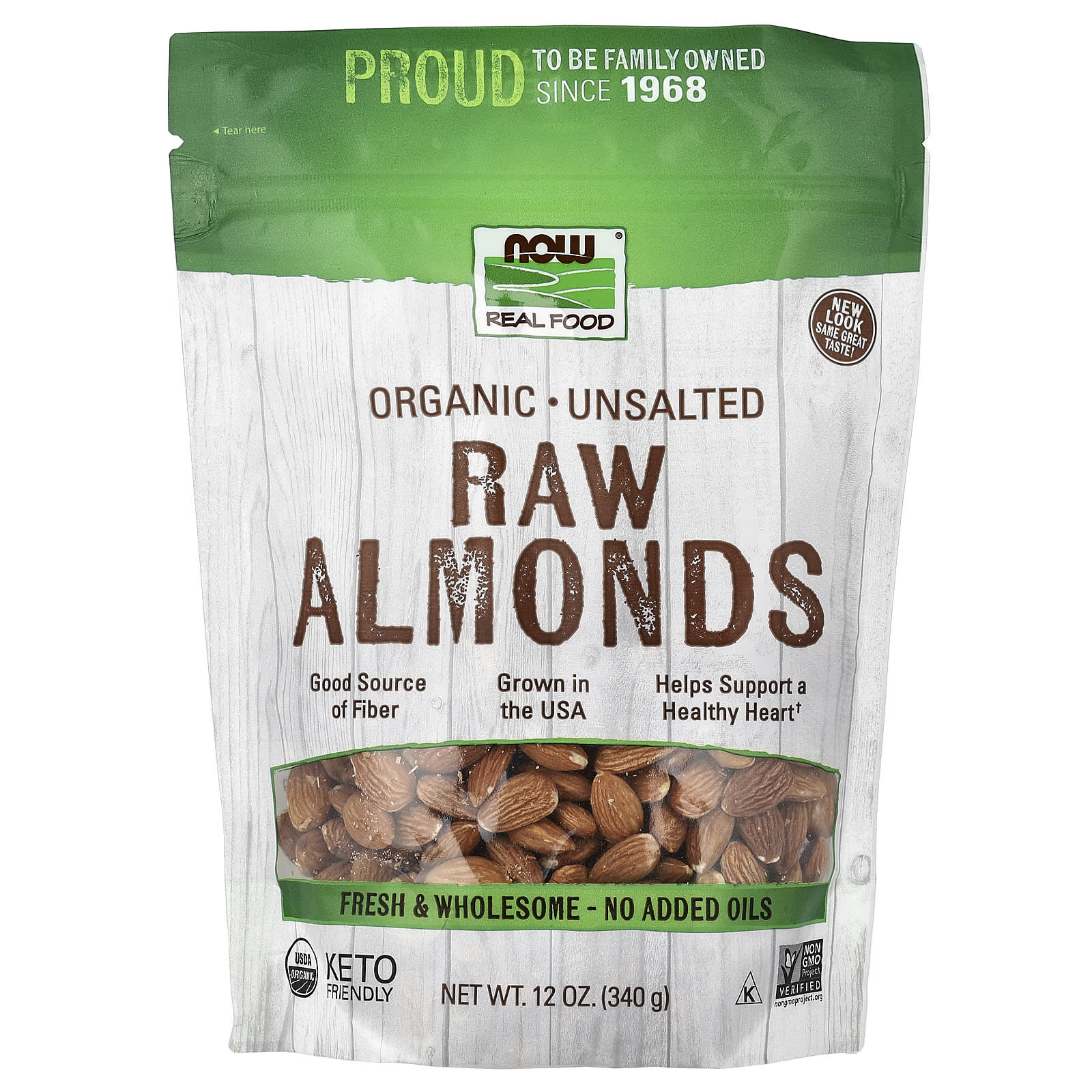 Миндаль NOW Foods Real Food Unsalted, вкус Organic Raw Almonds, 340 г — фото 2