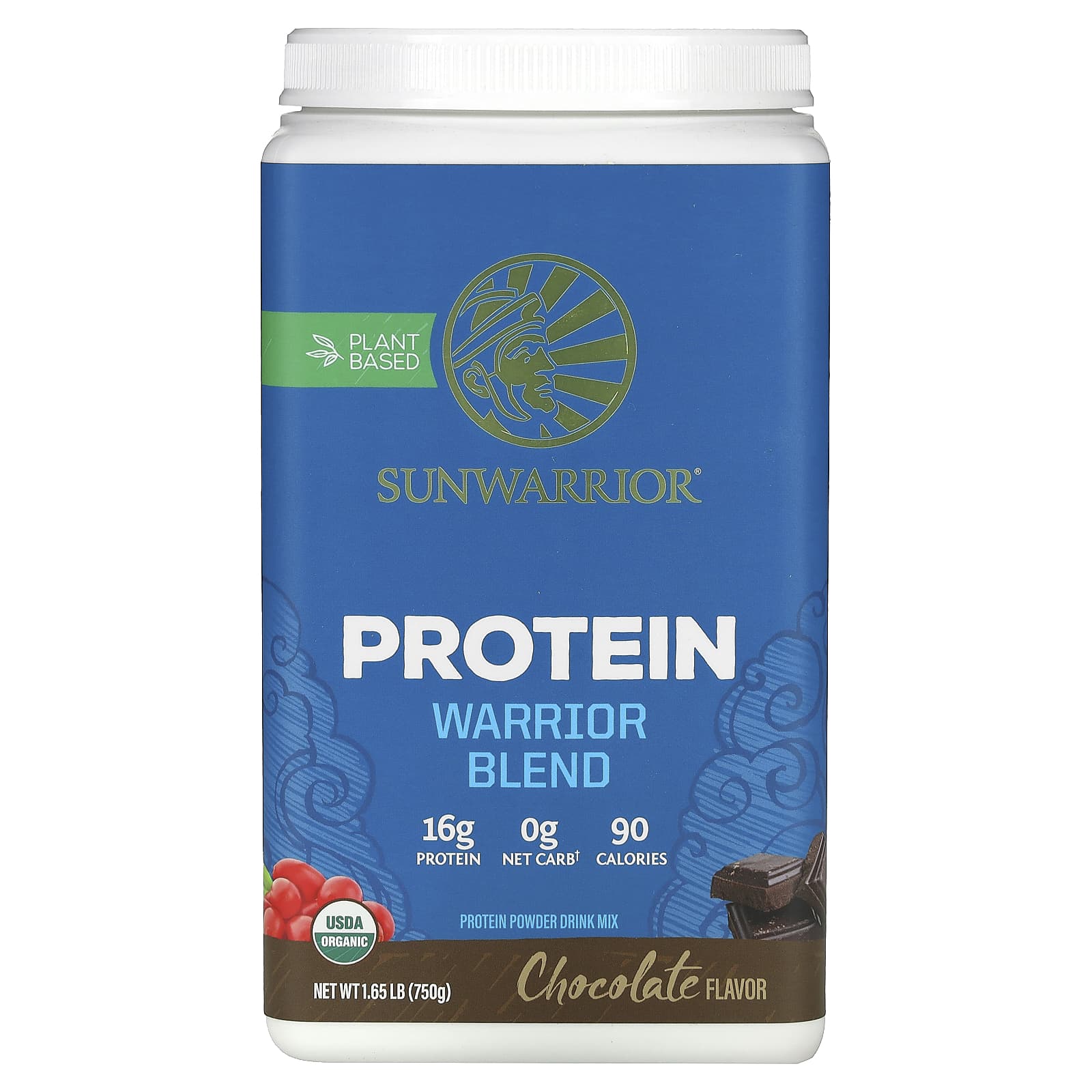Шоколад Sunwarrior Warrior Blend Protein, вкус Chocolate, 750 г, 1.
