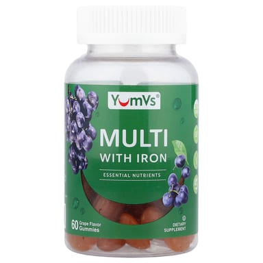 Железо YumVs Multi with Gummies, вкус Grape, 60 жевательных пастилок