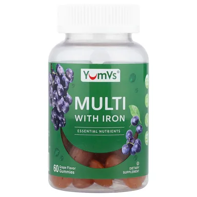 Фото товара: Железо YumVs Multi with Gummies, вкус «виноград», 60 жевательных пастилок