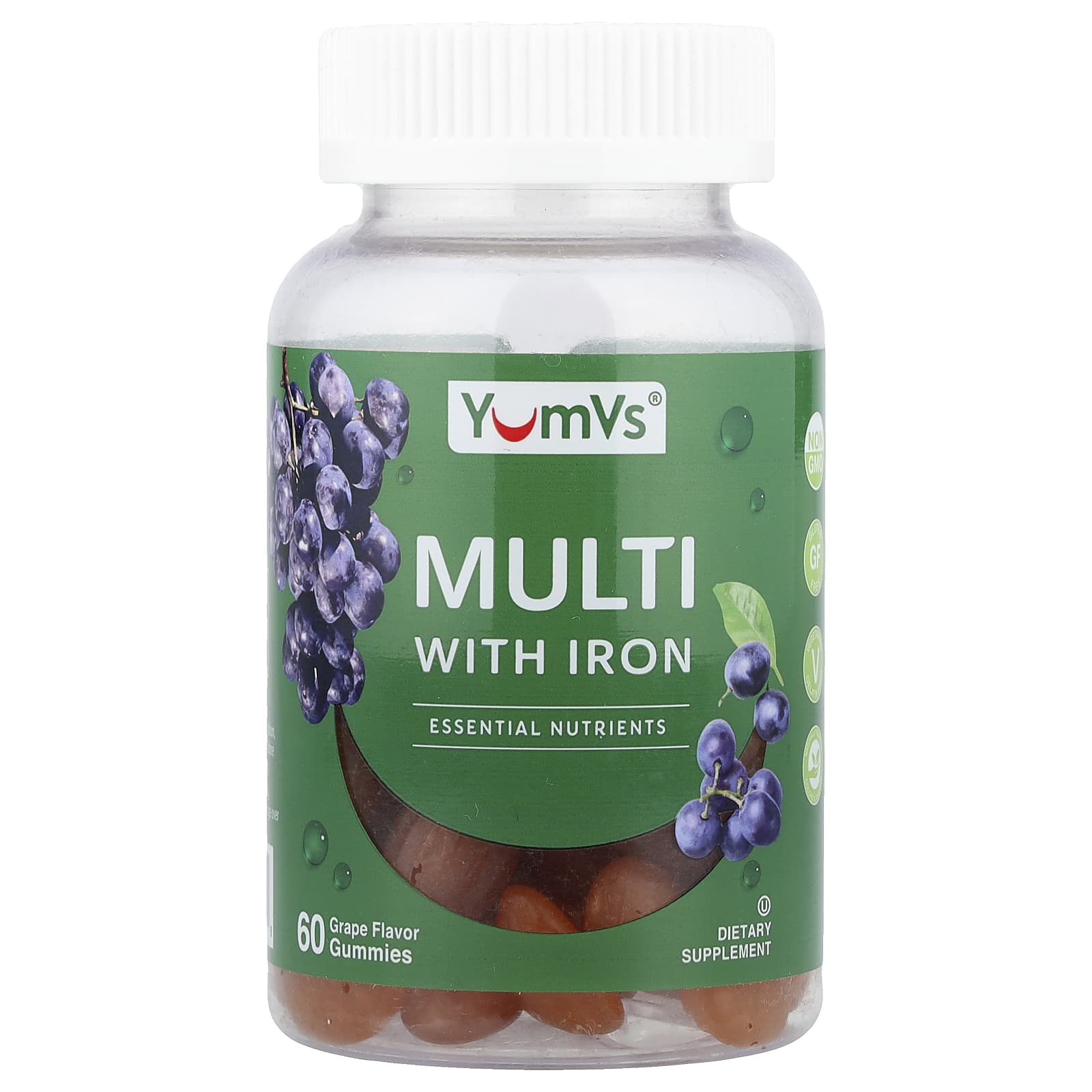 Железо YumVs Multi with Gummies, вкус Grape, 60 жевательных пастилок