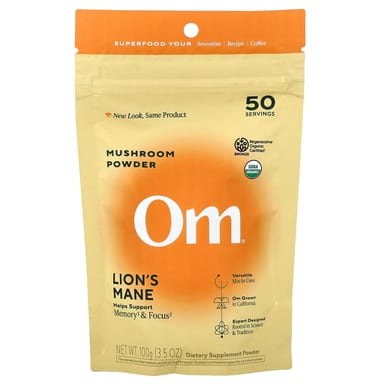 Ежовик гребенчатый Om Mushrooms Mushroom Powder, 100 г, порошок