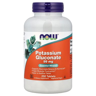 Калий NOW Foods Gluconate, 99 мг, 250 таблеток