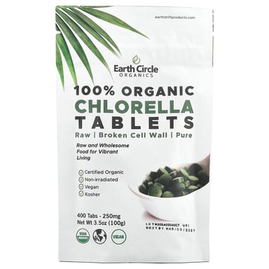 Хлорелла Earth Circle Organics 100% Organic Tablets, 400 таблеток