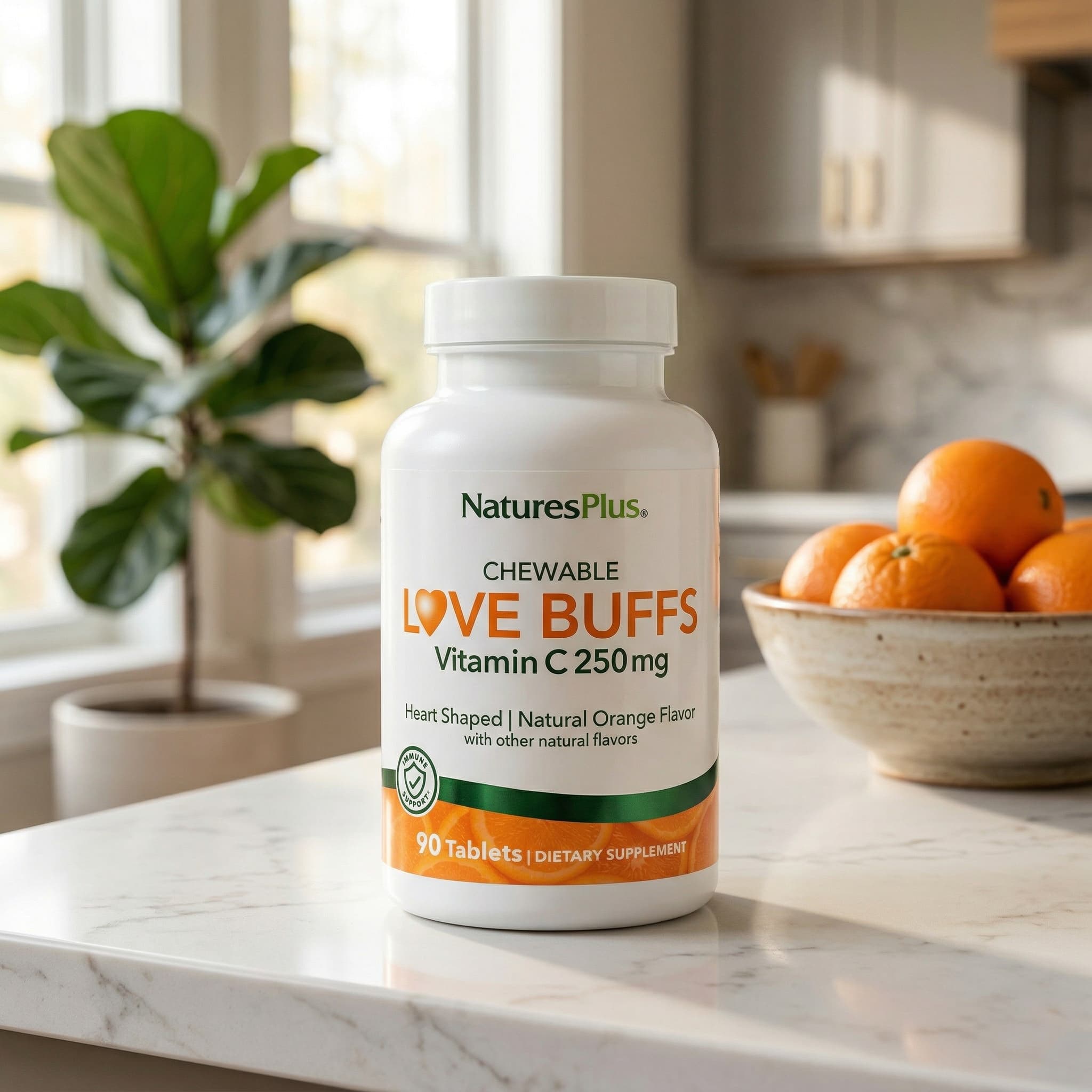 Витамин C NaturesPlus Chewable Love Buffs, вкус Natural Orange, 90 таблеток — фото 5