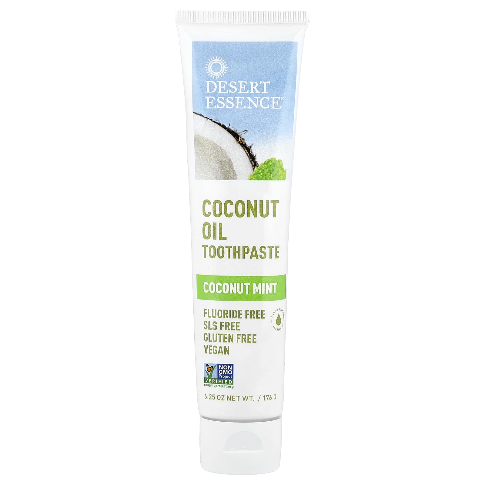 Кокосовое масло Desert Essence Toothpaste Coconut Mint, вкус Coconut Oil Toothpaste, Coconut Mint, 176 г