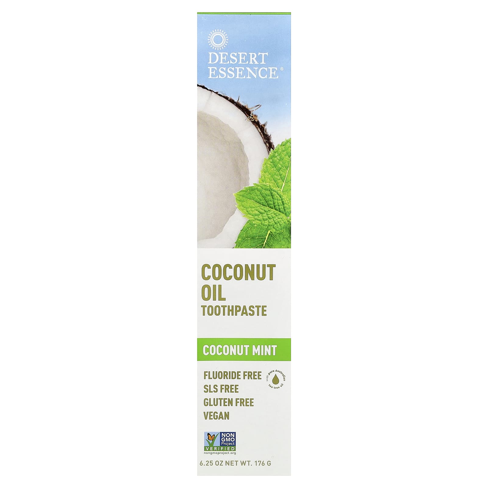 Кокосовое масло Desert Essence Toothpaste Coconut Mint, вкус Coconut Oil Toothpaste, Coconut Mint, 176 г — фото 2