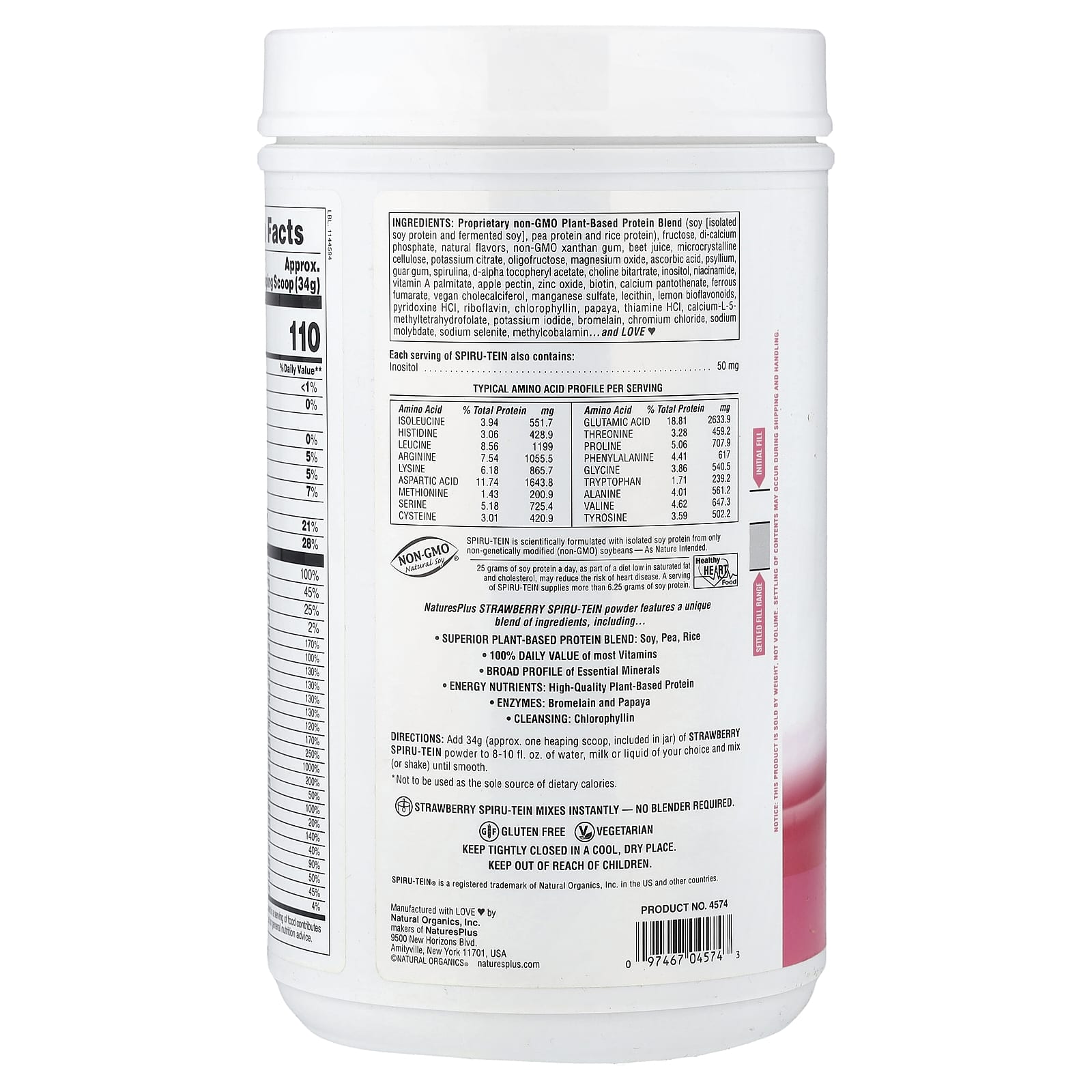 Протеиновый порошок NaturesPlus Spiru-Tein® Meal, вкус Starwberry, 088 г — фото 2