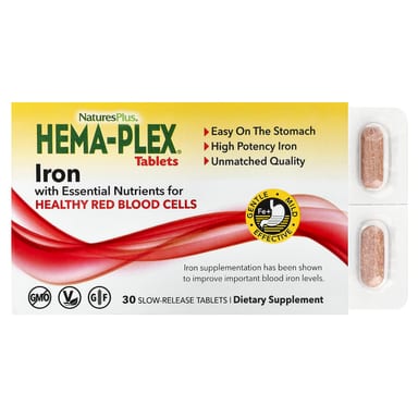 Железо NaturesPlus Hema-Plex® 30 Slow-Release Tablets, таблетки