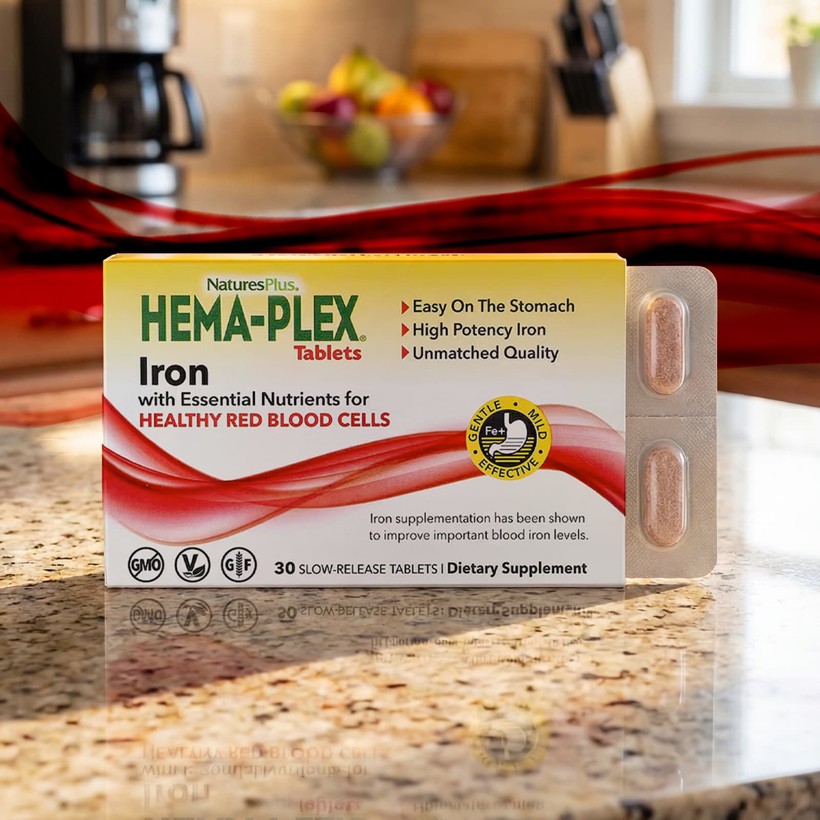Железо NaturesPlus Hema-Plex® 30 Slow-Release Tablets, таблетки — фото 5