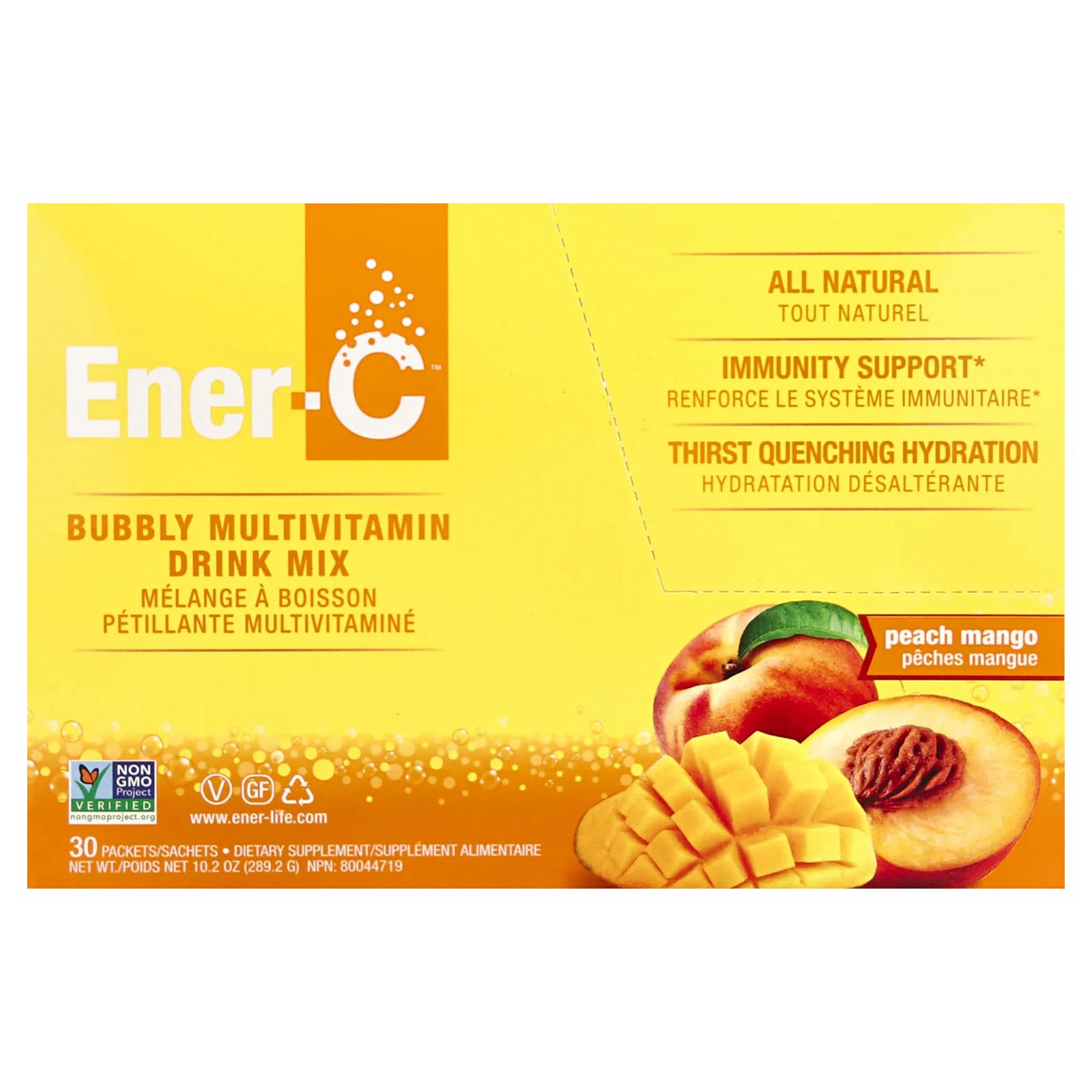 Мультивитамины Ener-C Bubbly Drink Mix Peach Mango, оттенок 30 Packets, 9.64 г, смесь для напитка — фото 3