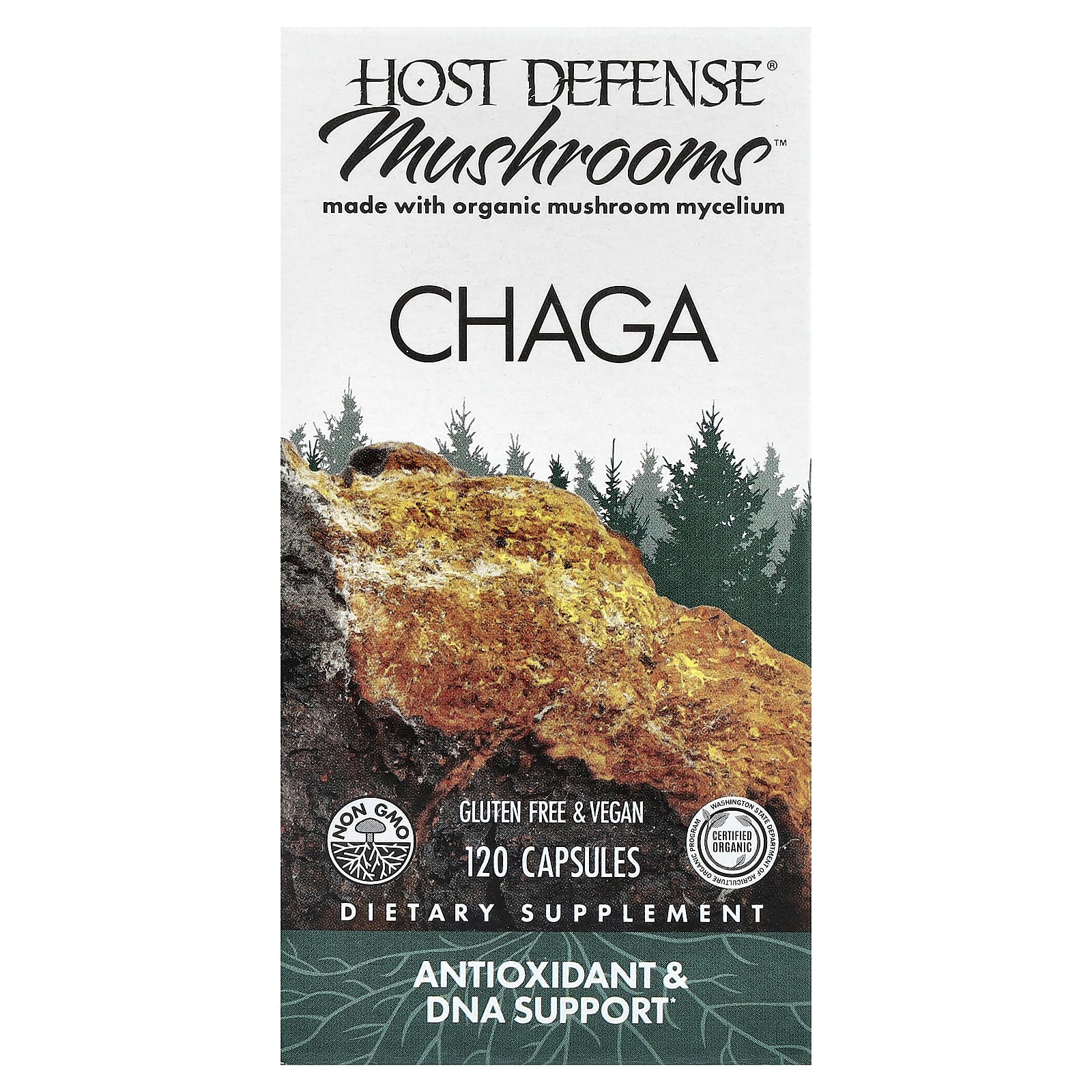Грибной комплекс Host Defense™, оттенок Chaga, 0.5 г, 120 капсул — фото 2