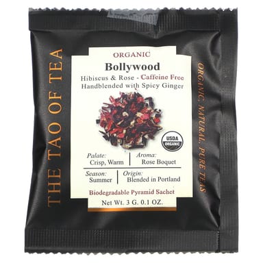 Чай The Tao of Tea Hibiscus & Rose Organic Bollywood, без кофеина, оттенок 15 Pyramid Sachets, 45 г