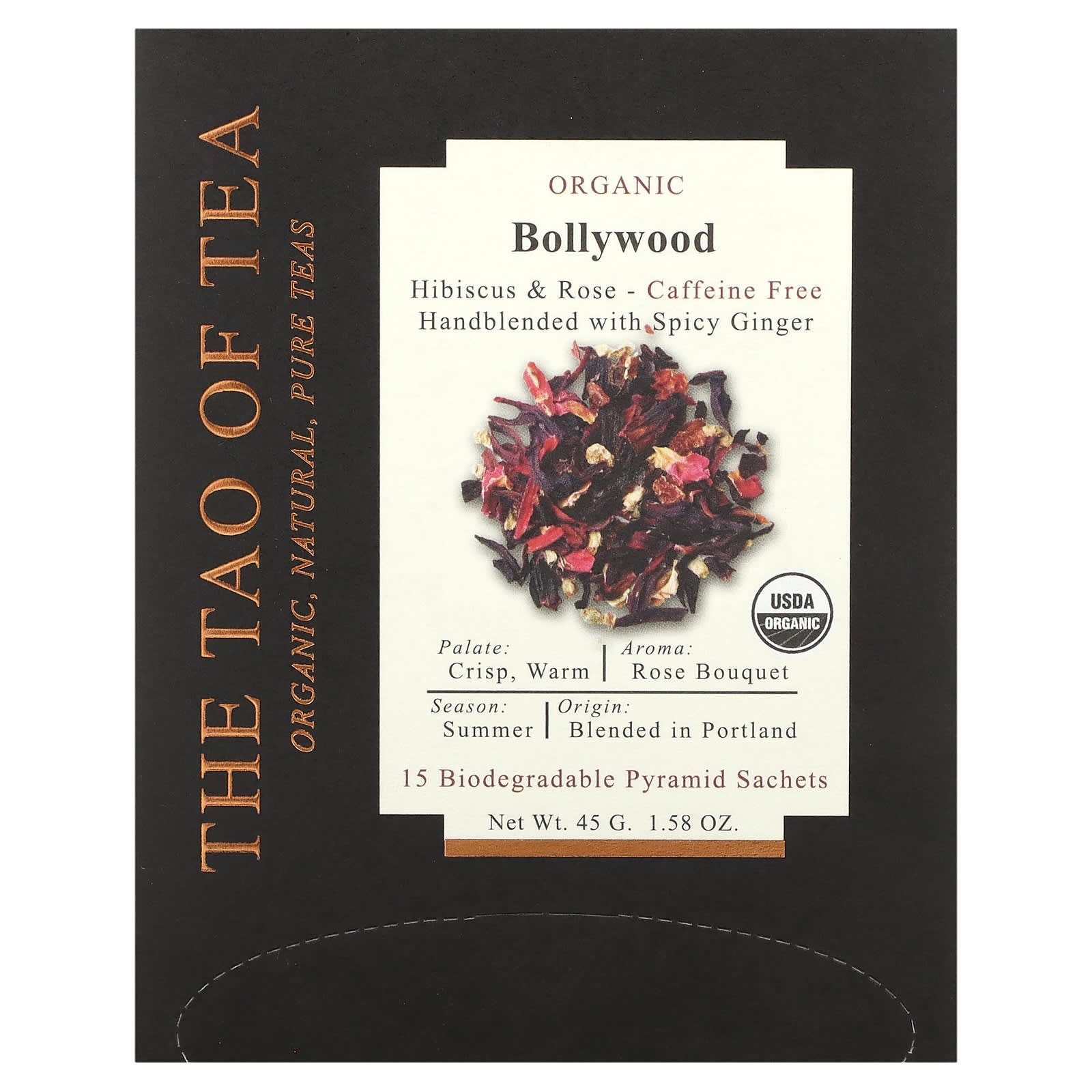 Чай The Tao of Tea Hibiscus & Rose Organic Bollywood, без кофеина, оттенок 15 Pyramid Sachets, 45 г — фото 2