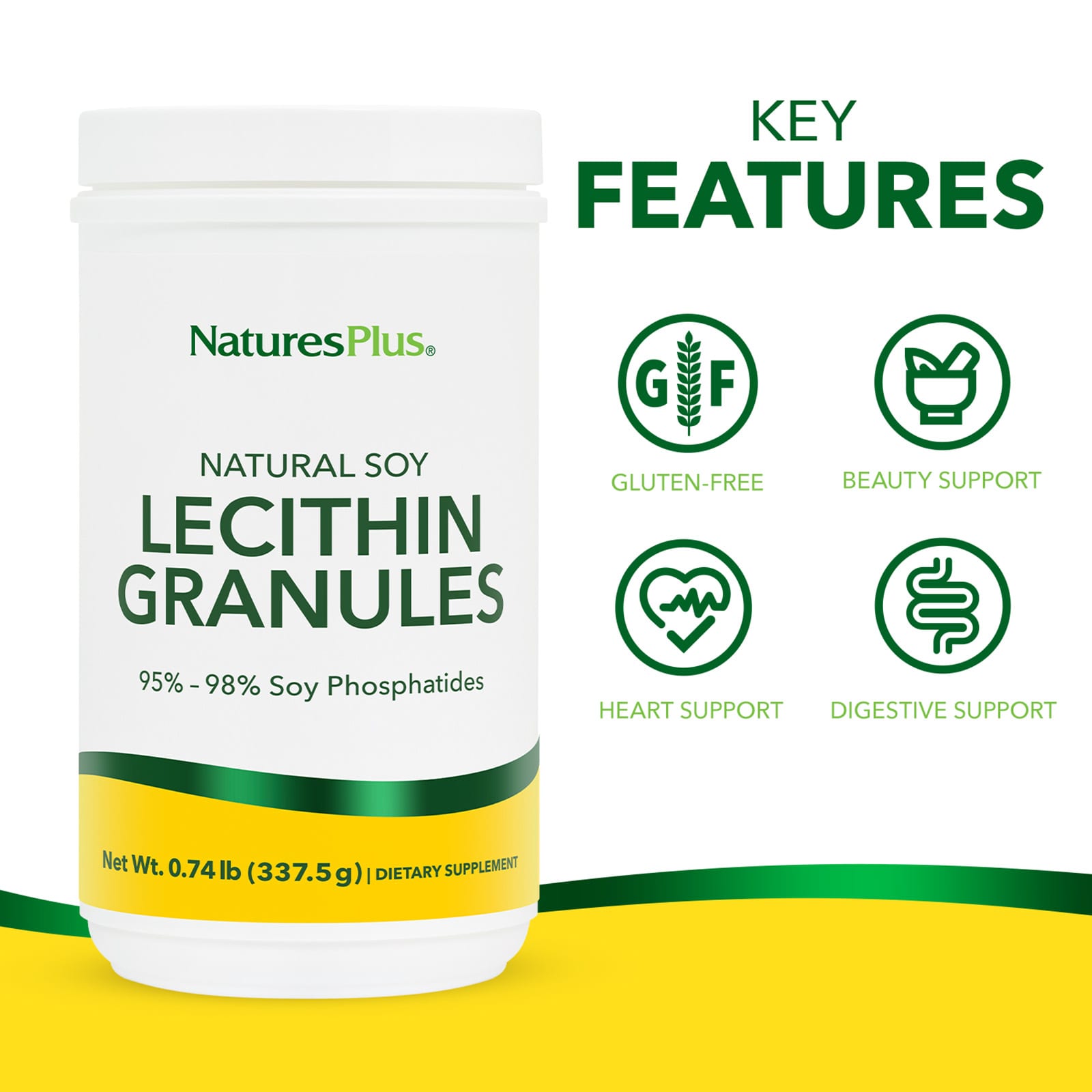 Лецитин NaturesPlus Natural Soy Granules, 337.5 г, 0. — фото 3