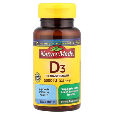 Витамин D3 Nature Made, 125 мкг (5000 МЕ), 90 мягких капсул