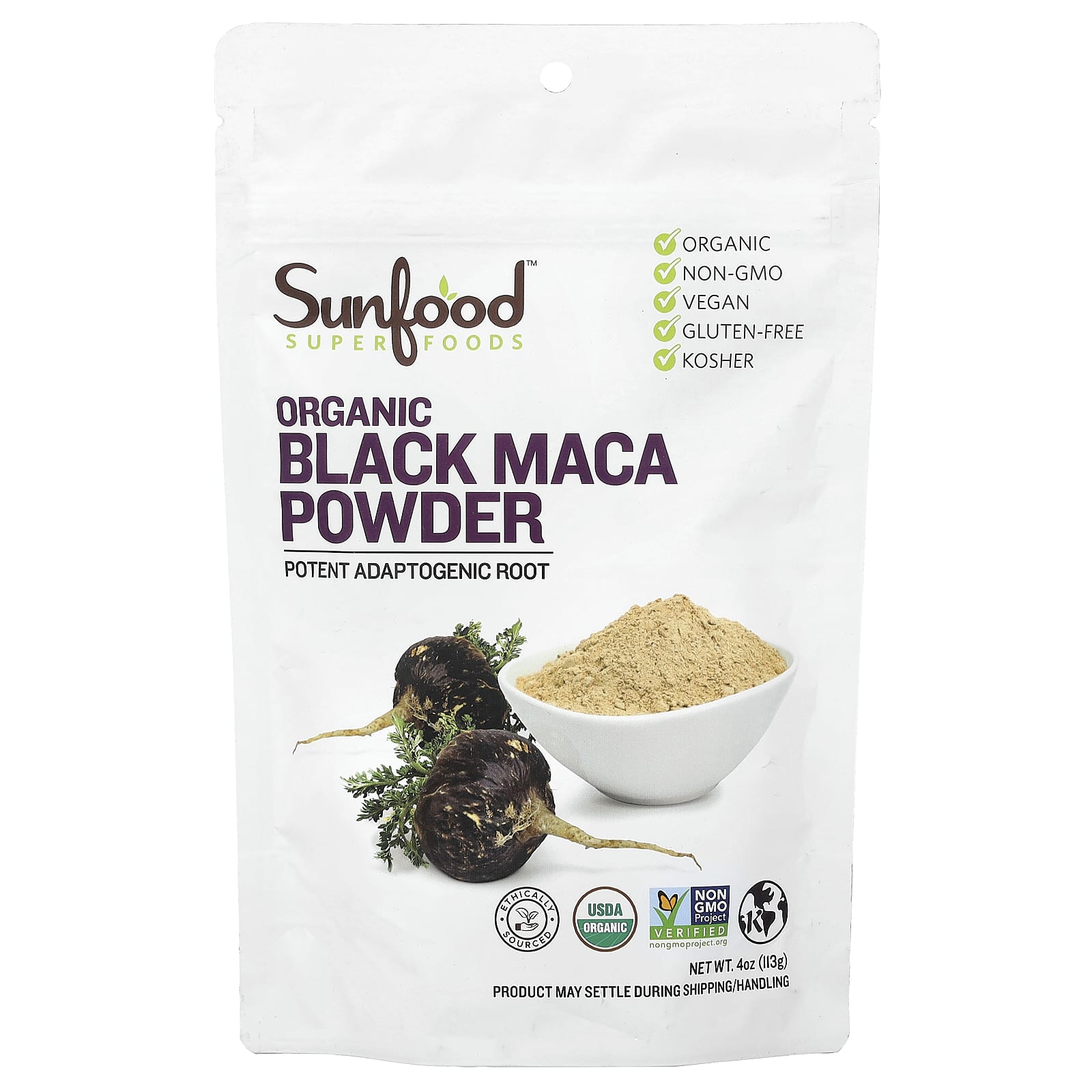 Порошок Sunfood Organic Black Maca, 113 г