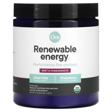 Предтренировочный комплекс Ora Renewable Energy Performance, вкус Beet & Pomegranate, 200 г, 0.