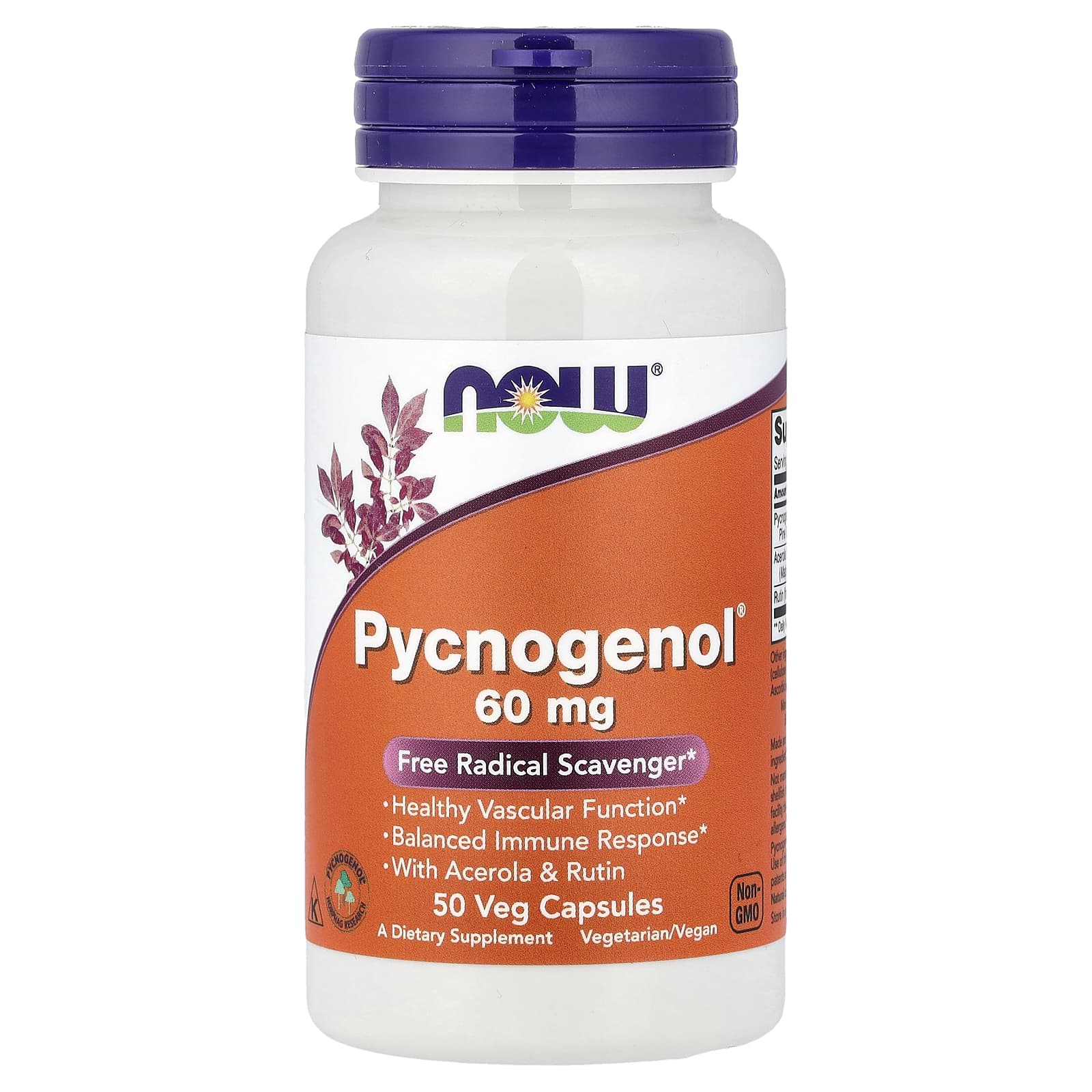Пикногенол NOW Foods® With Acerola & Rutin, 50 растительных капсул