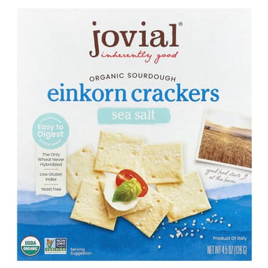 Крекеры Jovial Organic Sourdough Einkorn Sea Salt, 128 г