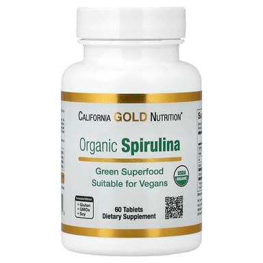 Спирулина California Gold Nutrition Organic, 500 мг, 60 таблеток