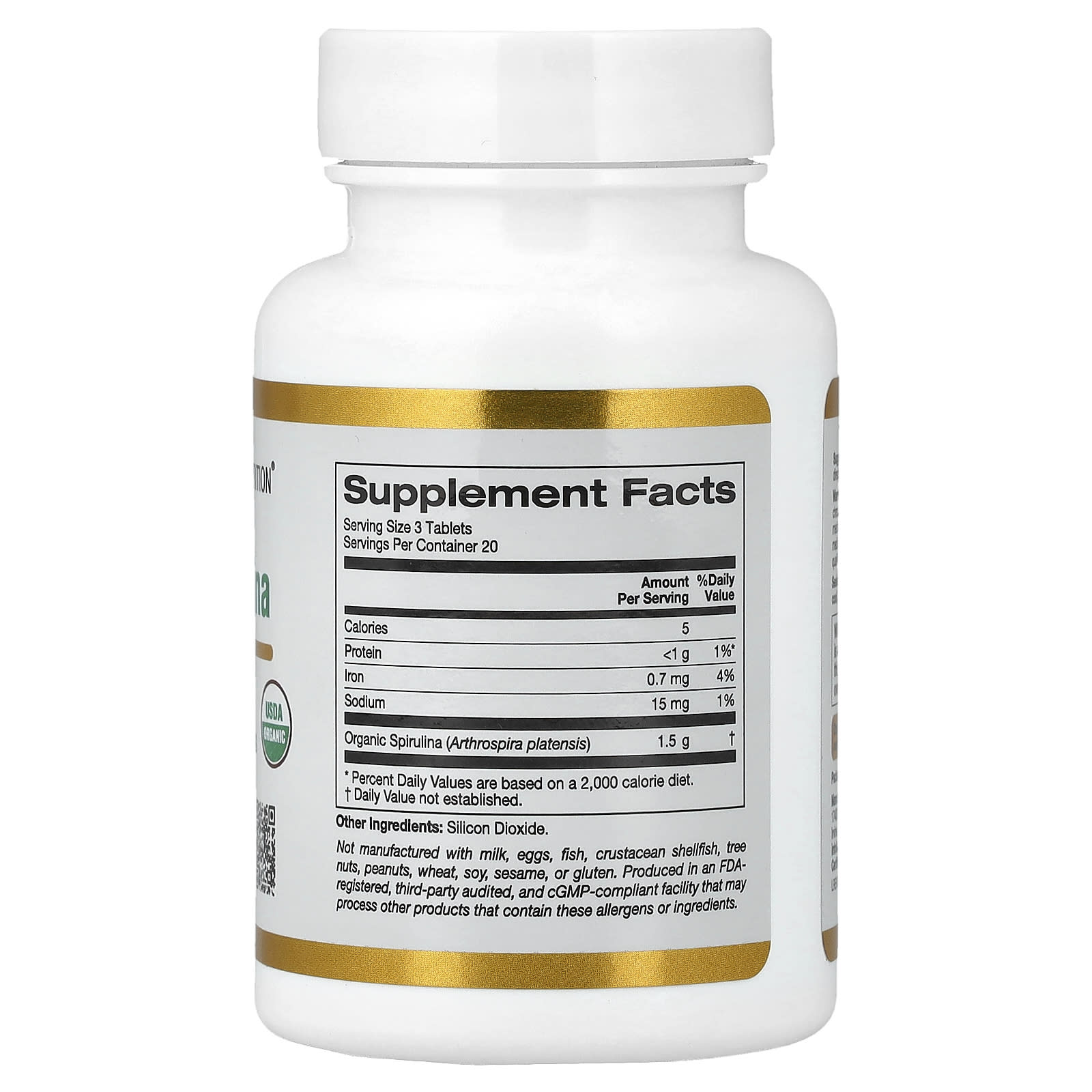 Спирулина California Gold Nutrition Organic, 500 мг, 60 таблеток — фото 4