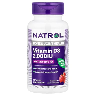 Витамин D3 Natrol, вкус Strawberry, 2000 МЕ, 90 таблеток