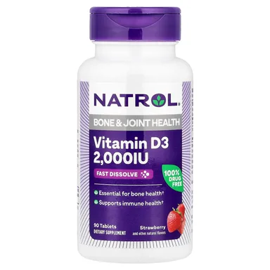Фото товара: Витамин D3 Natrol, вкус «клубника», 2000 МЕ, 90 таблеток