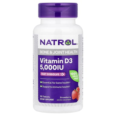 Витамин D3 Natrol, вкус Strawberry, 5000 МЕ, 90 таблеток