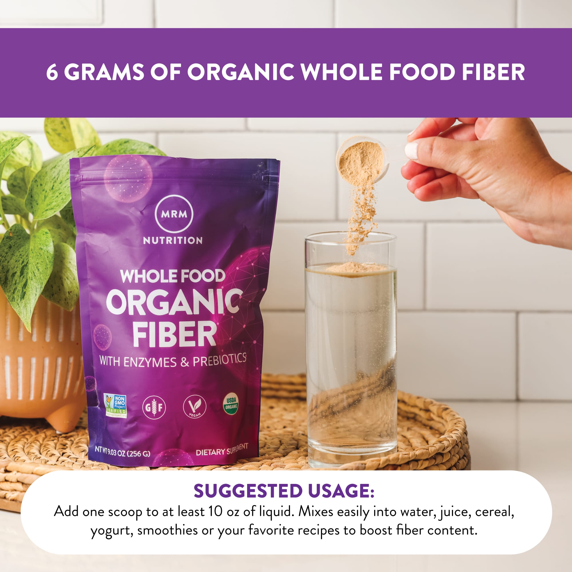 Пребиотик MRM Nutrition Whole Food Organic Fiber with Enzymes and, 256 г — фото 5