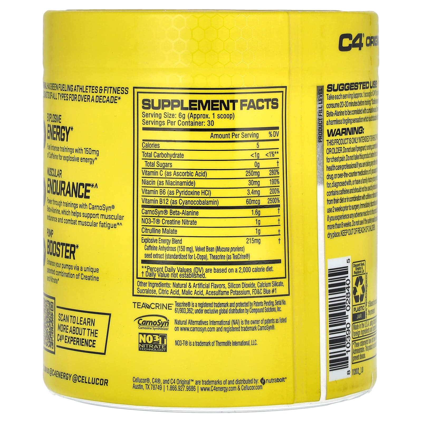 Предтренировочный комплекс C4 / Cellucor C4® Original Icy Blue Razz, 180 г — фото 2