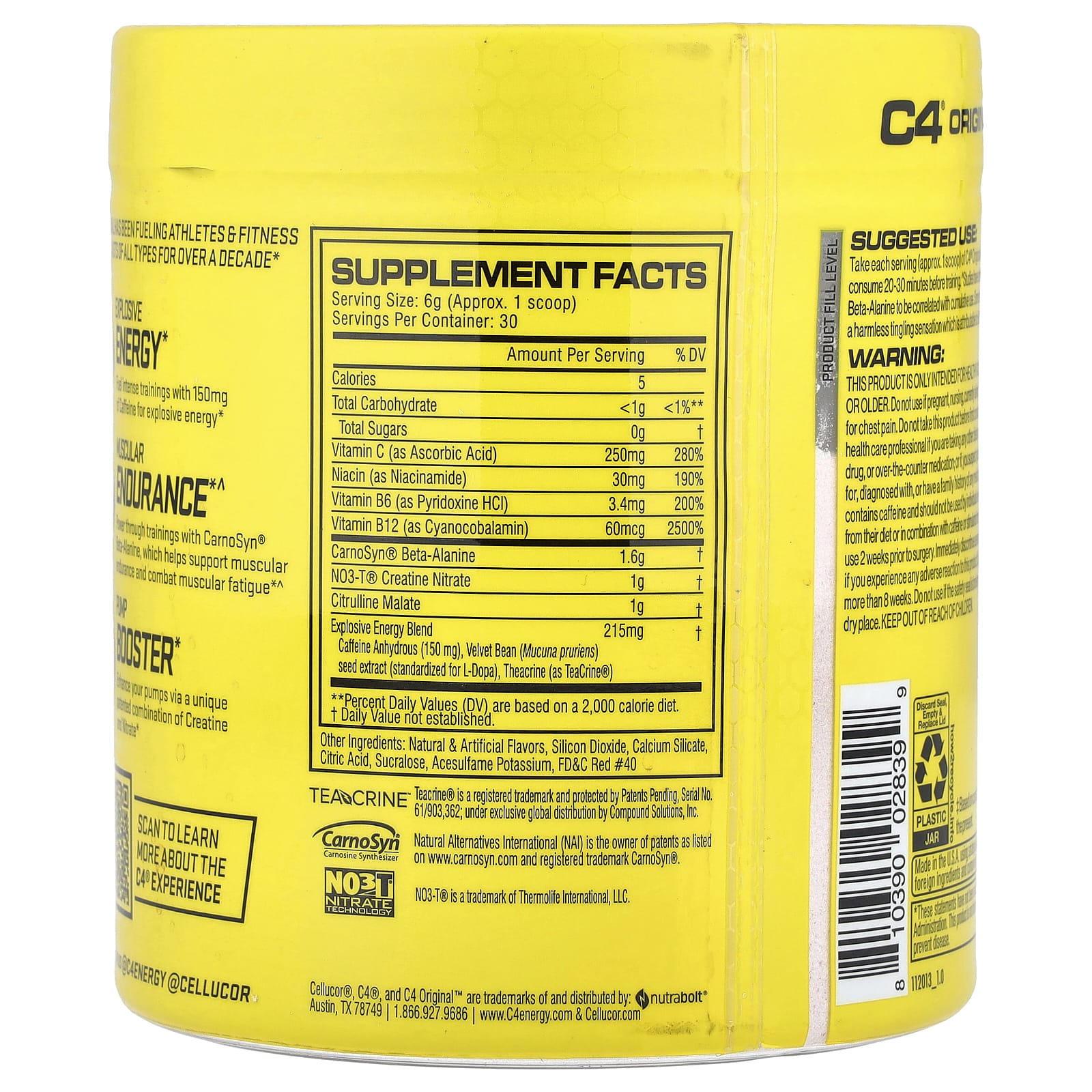 Предтренировочный комплекс C4 / Cellucor C4® Original, вкус Fruit Punch, 180 г — фото 2