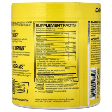 Предтренировочный комплекс C4 / Cellucor C4 Ripped® Icy Blue Razz, 177 г