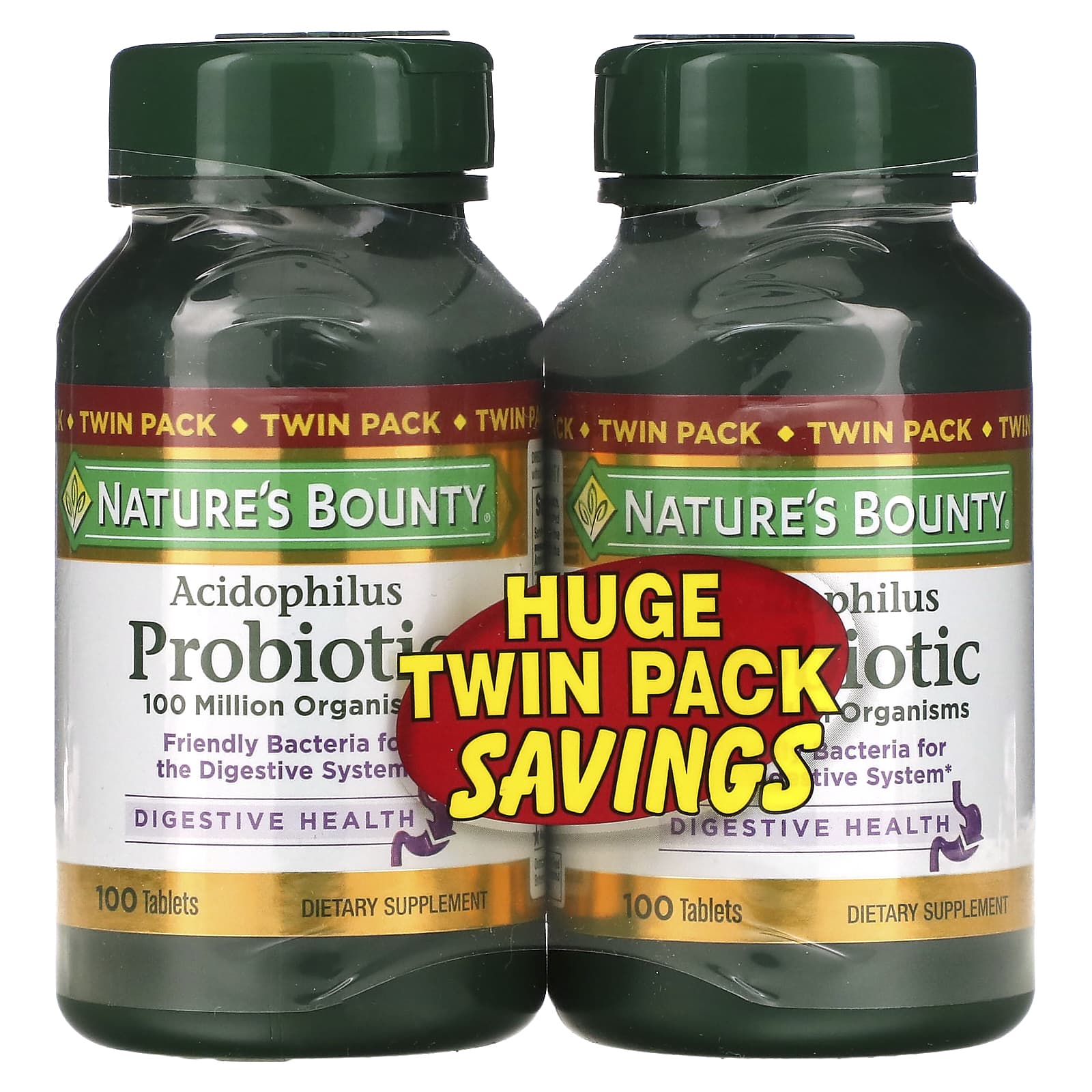 Пробиотик ацидофилус Nature's Bounty Probiotic Twin Pack, 0.5 мг, 100 таблеток