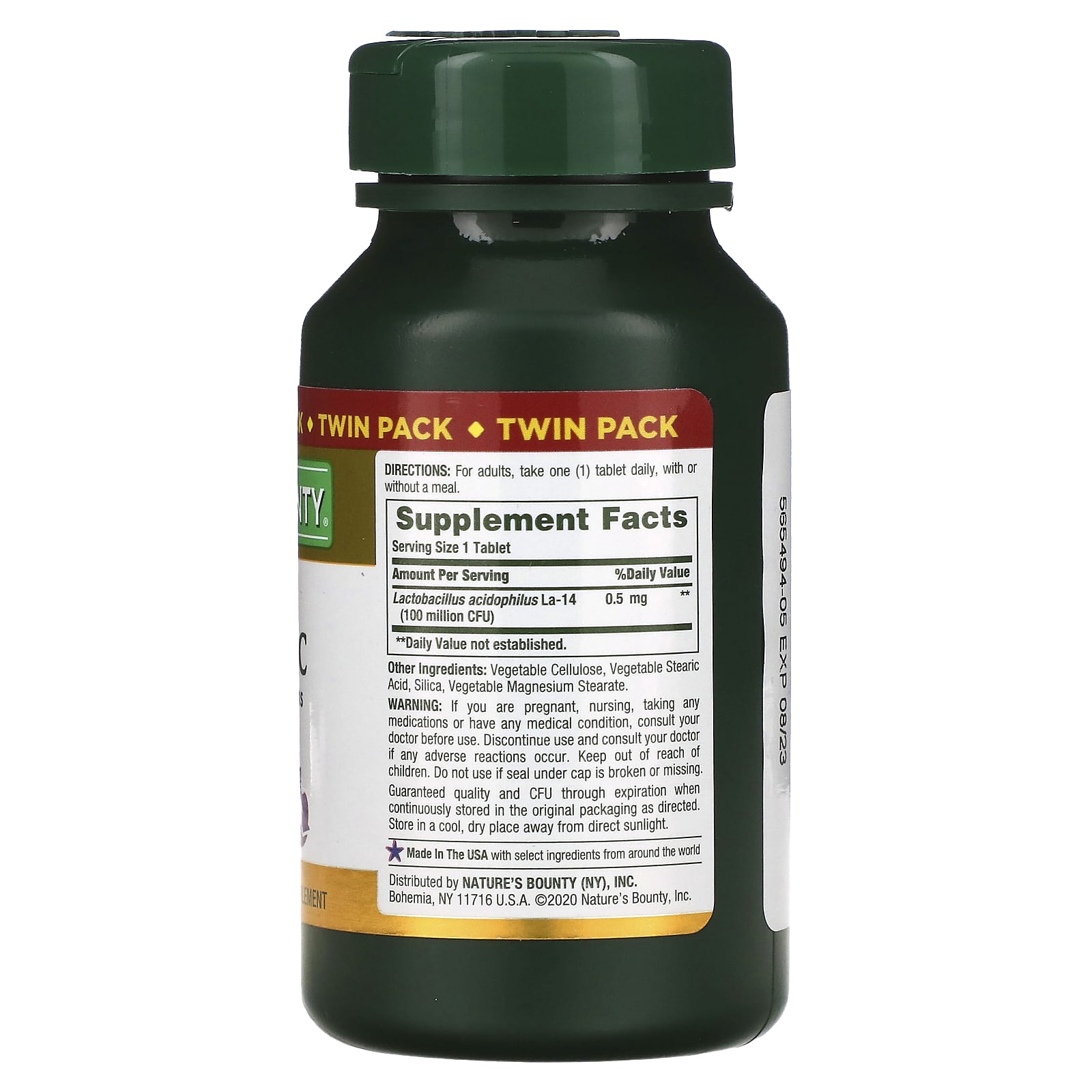 Пробиотик ацидофилус Nature's Bounty Probiotic Twin Pack, 0.5 мг, 100 таблеток — фото 2