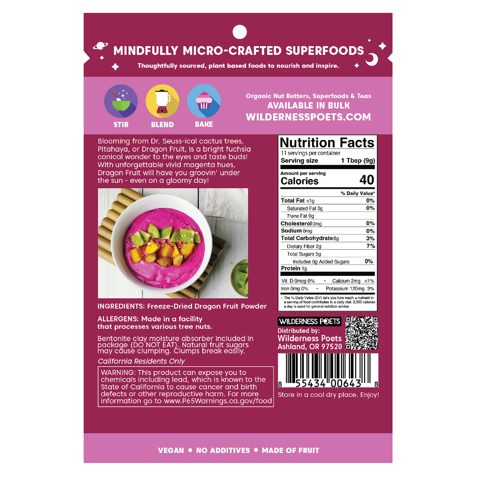 Порошок Wilderness Poets Freeze Dried Dragon Fruit, 99 г — фото 2