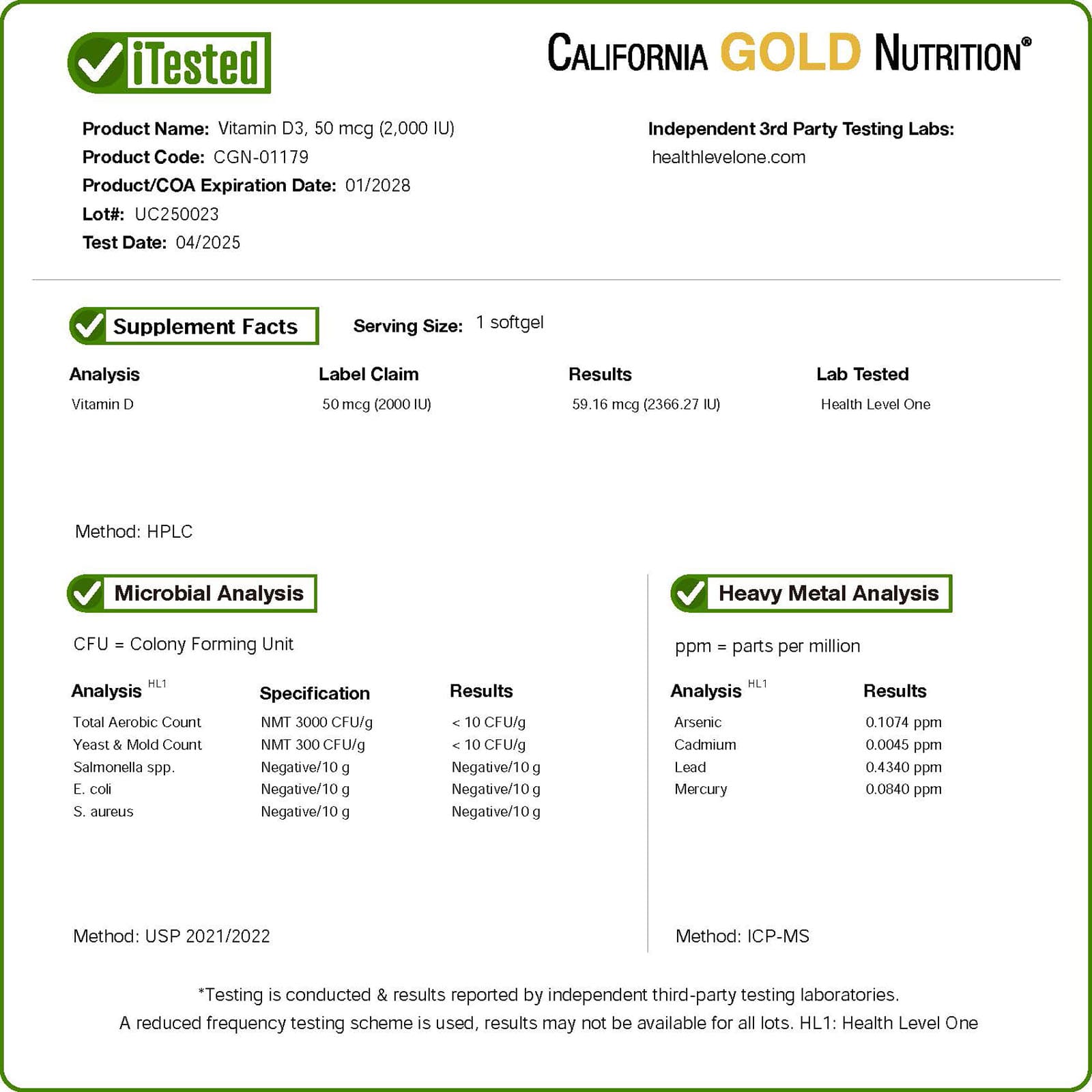 Витамин D3 California Gold Nutrition 90 Fish Gelatin, 50 мкг (2000 МЕ), мягкие капсулы — фото 4
