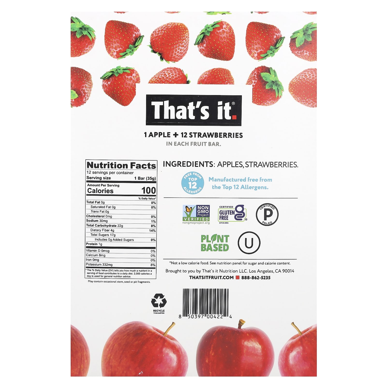 Фруктовые батончики That's It, 12 батончиков по 1.2 унции (35 г) — фото 2