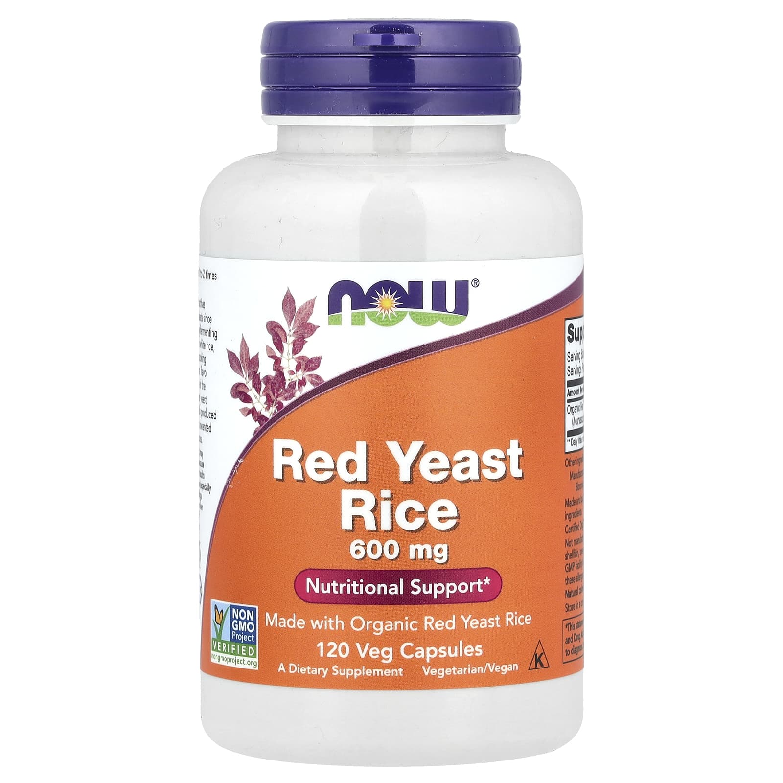 Рис NOW Foods Red Yeast, 600 мг, 120 растительных капсул