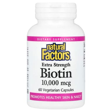 Биотин Natural Factors, 10000 мкг, 60 растительных капсул