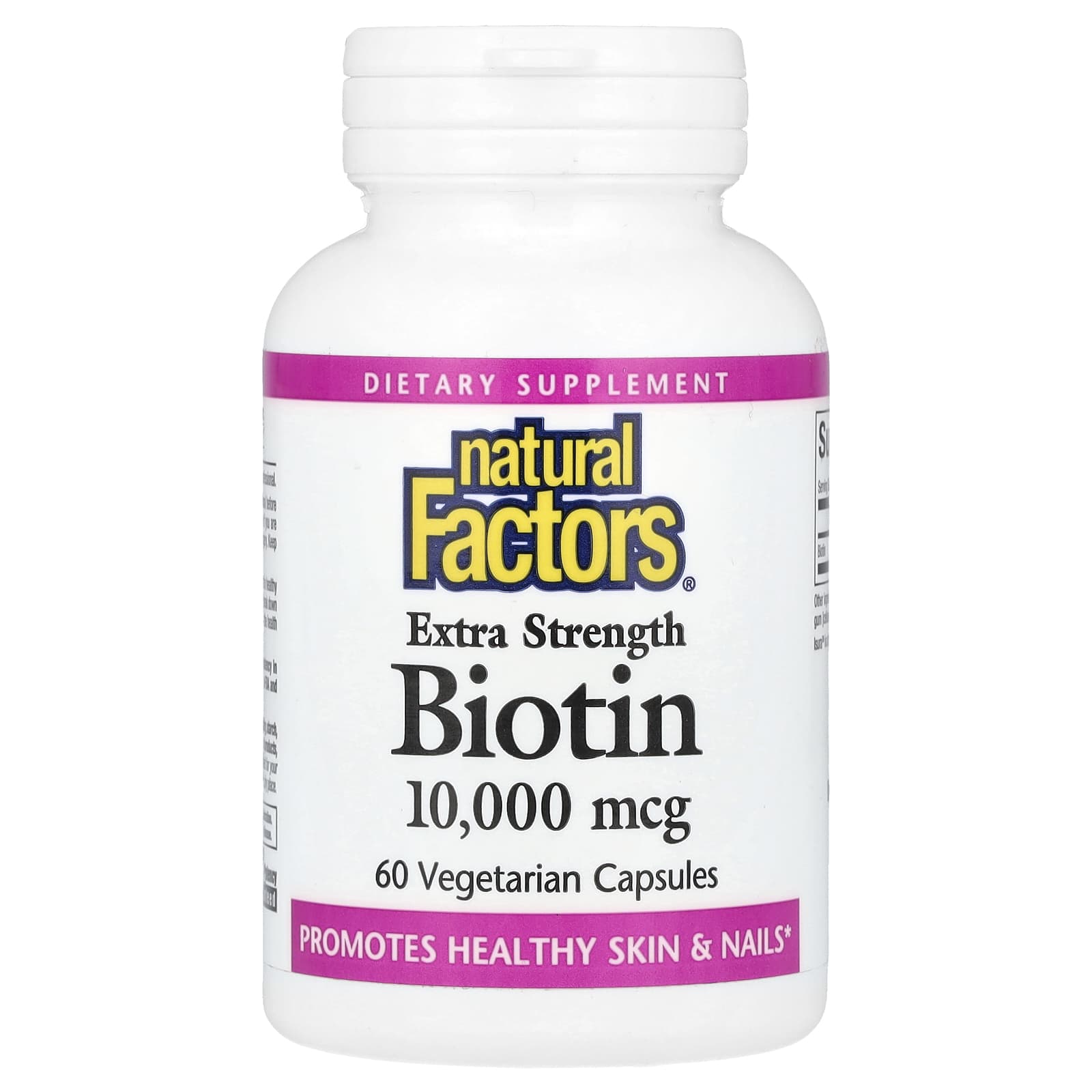 Биотин Natural Factors, 10000 мкг, 60 растительных капсул
