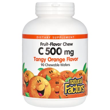 Витамин C Natural Factors Fruit-Flavor Chew Tangy Orange, оттенок 90 Chewable Wafers, 500 мг, жевательные добавки