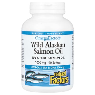 Масло Natural Factors OmegaFactors Wild Alaskan Salmon, 1000 мг, 90 мягких капсул